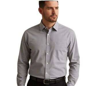 Stafford Light Blue Long Sleeve Collared Front Pocket Button Up ShirtXL 17 34 35